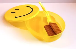 RACE MINDS Smiley Good Day Mini Lunch Boxes  Pencil Box Combo for, Return Gifts for Kids Birthday Party (Yellow)-thumb1