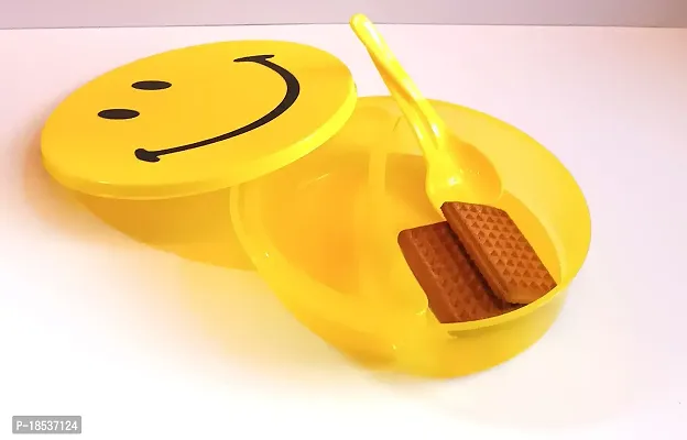 RACE MINDS Smiley Good Day Mini Lunch Boxes  Pencil Box Combo for, Return Gifts for Kids Birthday Party (Yellow)-thumb2