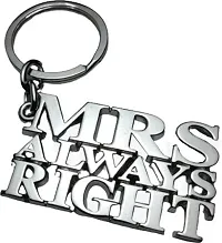 RACE MINDS Metal Mrs Always Right Couple Key Chain For Bike And Car (Silver)-thumb1