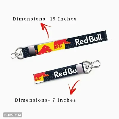 RACE MINDS Combo of 2 Bike Fabric Lanyard Tag 18 inches  7 inches Locking Keychain for Bikes Classic Bike Keychain Key Holder(2Pcs.) (Red Bull)-thumb3