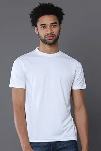 RACE MINDS Men Solid Cotton Single Jersey Round Neck T-Shirt (Small, White)-thumb3