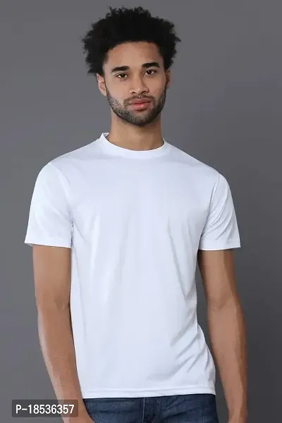 RACE MINDS Men Solid Cotton Single Jersey Round Neck T-Shirt (Small, White)-thumb4