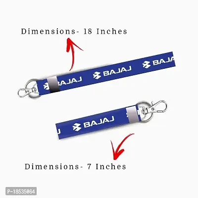 RACE MINDS Combo of 2 Bike Fabric Lanyard Tag 18 inches  7 inches Locking Keychain for Bikes Classic Bike Keychain Key Holder(2Pcs.) (Bajaj Blue)-thumb2