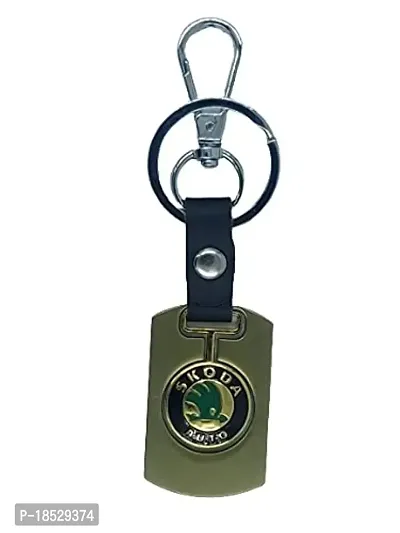 RACE MINDS Metal Double side Skoda Auto keychain and keyring for car and bike