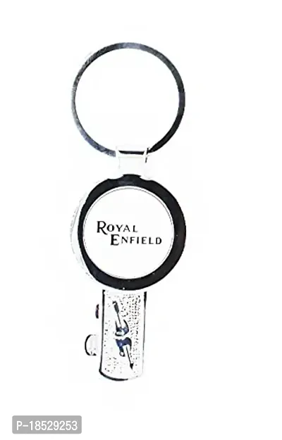 RACE MINDS Royl Enfield Metal Single Side Fancy Keychain For Bike And Car - (Silver)-thumb0