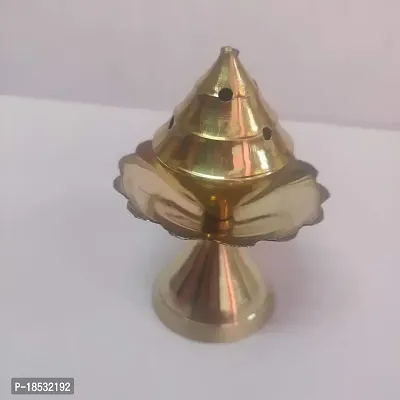 Race Minds Incense Stick Holder Pure Brass Dhoop Agarbatti Stand/Original Brass Flower Model Agarbatti Holder Best for Your Mandir Home  Office Decoration(DV02)-thumb2