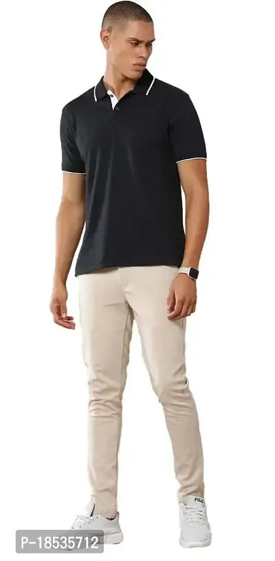 RACE MINDS Men's Cotton Regular Fit Solid Polo Neck T-Shirt | Men's RM-Jacquard Polo 240 GSM-thumb0