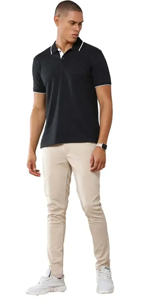 RACE MINDS Men's Cotton Regular Fit Solid Polo Neck T-Shirt | Men's RM-Jacquard Polo 240 GSM