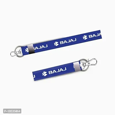 RACE MINDS Combo of 2 Bike Fabric Lanyard Tag 18 inches  7 inches Locking Keychain for Bikes Classic Bike Keychain Key Holder(2Pcs.) (Bajaj Blue)