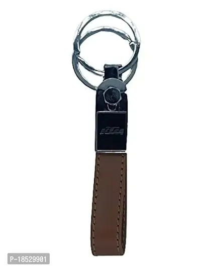 RACE MINDS Leather Double Side KTM Keychain And Keyring For Car And Bike-thumb2