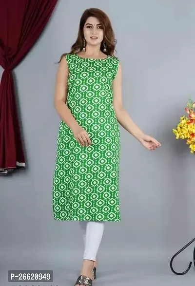 Stylish Green Rayon Printed Kurti For Women