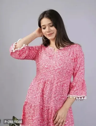 Elegant Pink Rayon Printed Top For Women-thumb0