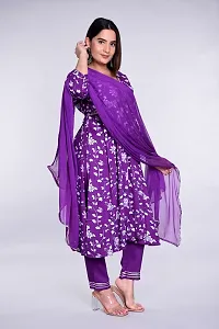 Stylish Purple Rayon Embroidered Kurta With Pant And Dupatta Set For Women-thumb1