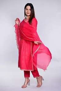 Stylish Pink Rayon Embroidered Kurta With Pant And Dupatta Set For Women-thumb2