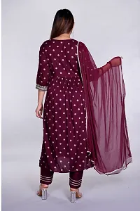 Stylish Maroon Rayon Embroidered Kurta With Pant And Dupatta Set For Women-thumb3