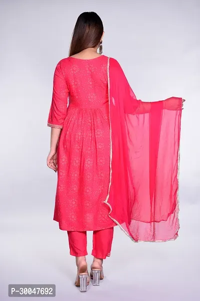 Stylish Pink Rayon Embroidered Kurta With Pant And Dupatta Set For Women-thumb4