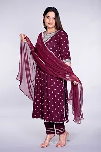 Stylish Maroon Rayon Embroidered Kurta With Pant And Dupatta Set For Women-thumb2