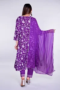 Stylish Purple Rayon Embroidered Kurta With Pant And Dupatta Set For Women-thumb3