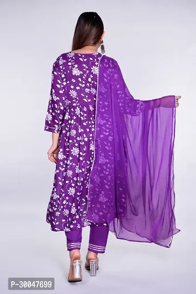 Stylish Purple Rayon Embroidered Kurta With Pant And Dupatta Set For Women-thumb4