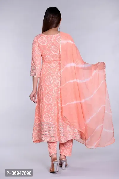 Stylish Peach Rayon Embroidered Kurta With Pant And Dupatta Set For Women-thumb4