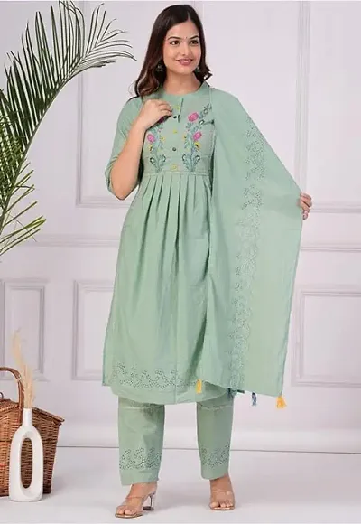 Designer Kurta With Bottom Wear And Dupatta Set For Women