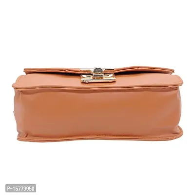 Stylish Tan Artificial Leather Solid Handbags For Women-thumb2