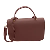 Stylish Brown Artificial Leather Solid Handbags For Women-thumb3