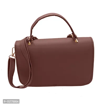 Stylish Brown Artificial Leather Solid Handbags For Women-thumb4