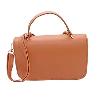 Stylish Tan Artificial Leather Solid Handbags For Women-thumb3