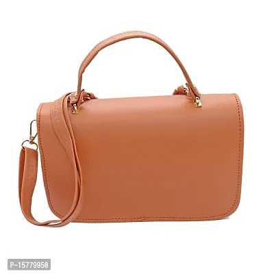 Stylish Tan Artificial Leather Solid Handbags For Women-thumb4