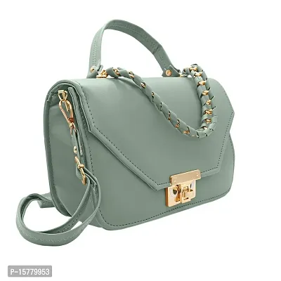 Stylish Green Artificial Leather Solid Handbags For Women-thumb5