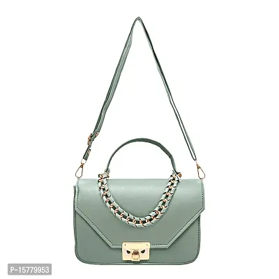 Stylish Green Artificial Leather Solid Handbags For Women-thumb0