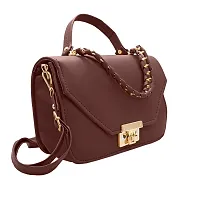 Stylish Brown Artificial Leather Solid Handbags For Women-thumb4