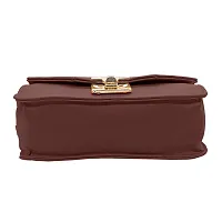 Stylish Brown Artificial Leather Solid Handbags For Women-thumb1