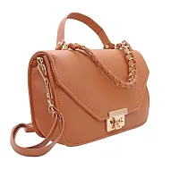 Stylish Tan Artificial Leather Solid Handbags For Women-thumb4