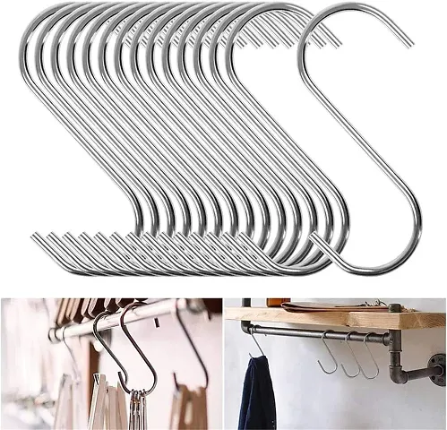 Blendmix 3.25 Inch Heavy Duty S Hooks Silver S Shaped Hooks Hanging Hangers Hooks for Kitchen, Bathroom, Bedroom and Office: Pan, Cloth, Pot, Coat, Cloth,Bag, Plants(12 Pack))