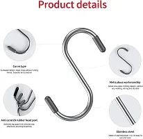 Blendmix S Hooks for Hanging, 3.75 Inch Metal S Shaped Hook Heavy Duty Hanging Hooks for Pots, Pans, Plants, Bags, Cups, Clothes (Silver)-thumb2