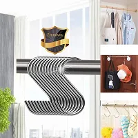 Blendmix Heavy Duty S Shaped Metal Hook Hanging Hangers Hooks for Kitchen, Bathroom, Bedroom and Office, Pan, Pot, Coat, Bag, Plants (Silver, 3.25 inch/4mm) - Pack of 5-thumb3