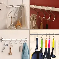 Blendmix 3.25 Inch Heavy Duty Stainless Steel S Shaped Hanging Hooks (Pack of 8, Silver)-thumb2