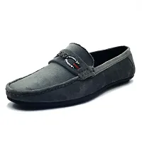 Stylish Grey Velvet Formal Shoes For Men-thumb1