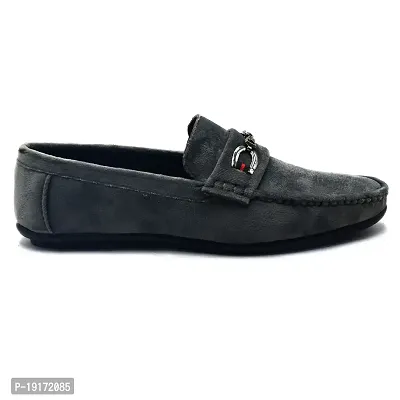 Stylish Grey Velvet Formal Shoes For Men-thumb0