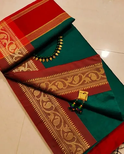 Glamorous Cotton Silk Saree with Blouse piece 