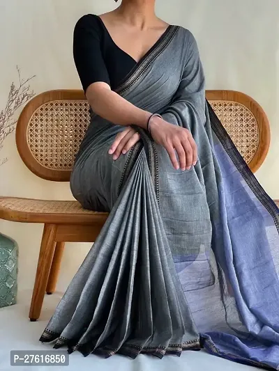 Beautiful Cotton Grey Saree For Women-thumb0