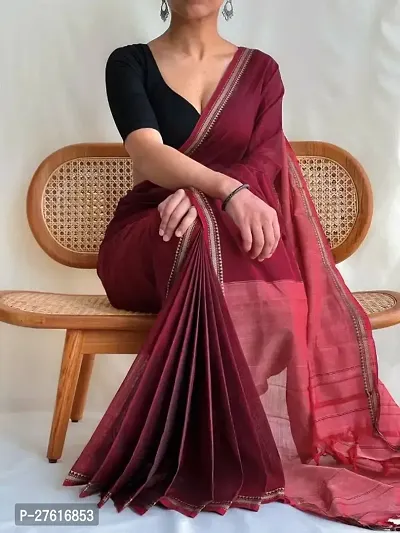 Beautiful Cotton Red Saree For Women-thumb0