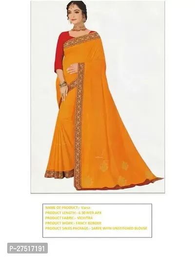 Beautiful Mustard Vichitra Silk Self Pattern Saree with Blouse Piece For Women