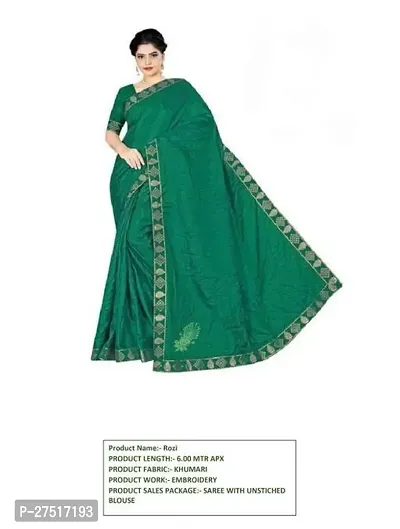 Beautiful Green Art Silk Lace Work Saree with Blouse Piece For Women-thumb0