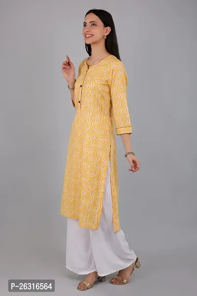 VAPPS Women Cotton Printed Kurti || Girl Comfortable Casual Formal Office wear Fashionable Stylish Long Kurti 3/4 Sleeve-thumb5