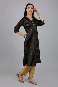 VAPPS Cotton Strip Design Kurti Round Neck 3/4 th Sleeve Knee Length Kurta for Women  Girls || Comfortable Casual Formal Office wear Fashionable Stylish Long Kurti 3/4 Sleeve-thumb3