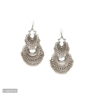 VAPPS Oxidised Silver-Plated Radha Krishana Necklace and Double Chandbali Earrings Jewellery Set for Women and Girls (VA-JS-ST-23-D)-thumb4