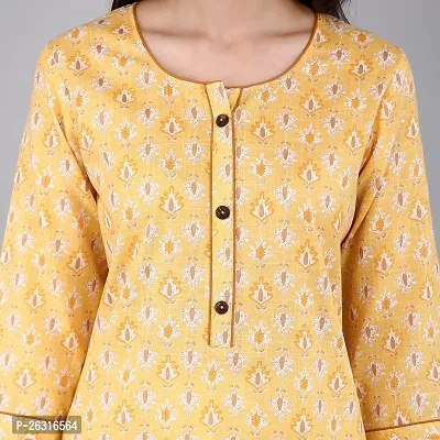 VAPPS Women Cotton Printed Kurti || Girl Comfortable Casual Formal Office wear Fashionable Stylish Long Kurti 3/4 Sleeve-thumb3